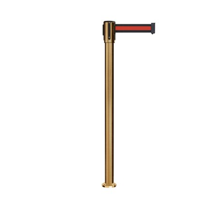 MONTOUR LINE Retractable Belt Fixed Stanchion, 2ft Sat.Brass Post  11ft. Bk/R H MX530F-SB-BRH-110